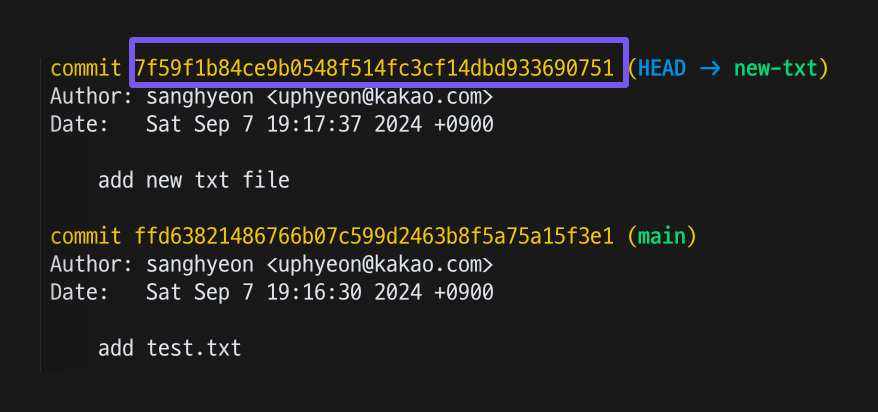 커밋 해시 설명
